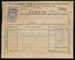 1941 Mile Kálmán fűszer, és gyarmatárú nagykereskedésének számlája, és szállítási igazolása, Eger, 5...