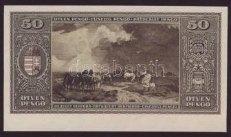1945. 50P csak hátlapi nyomat alsó ívszéllel T:I