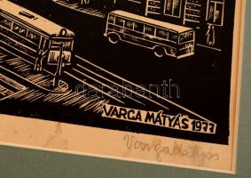 Varga Mátyás (1910-2002): Debrecen.Linó, papír, jelzett, 35×50 cm