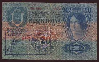 1913. 20K lila "Uprava Grada-Subotica 1919" szerb ellenbélyegzővel T:II-