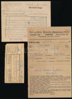 1944 Zwirschitz Károly villamossági vállalat, Zombor, átvételi jegyei (2 db), és feladószelvénye.