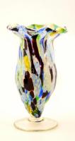 Muránói üvegváza, többrétegű, anyagában színezett, hibátlan, m: 26 cm