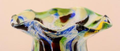 Muránói üvegváza, többrétegű, anyagában színezett, hibátlan, m: 26 cm