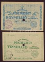 1946. Teljes pénztárjegy sor 10.000AP T:I, 100.000AP T:I-, 1000.000AP T:II, 10.000.000AP T:II+ csak ...