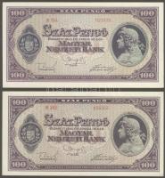 1945. 100P (5x) "N" feletti pont színes ceruzával eltüntetve (hamisítványok) + 1db főtípus T:I,I-