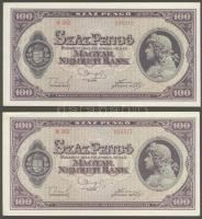 1945. 100P (5x) "N" feletti pont színes ceruzával eltüntetve (hamisítványok) + 1db főtípus...