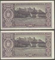 1945. 100P (5x) "N" feletti pont színes ceruzával eltüntetve (hamisítványok) + 1db főtípus...