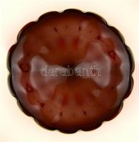 Asztali üveg dísztál, apró karcolásokkal, d: 27 cm, m: 5,5 cm