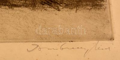 Dombrovszky László (1894 - 1984): Betakarítás. Litográfia, papír, jelzett, 19×29 cm