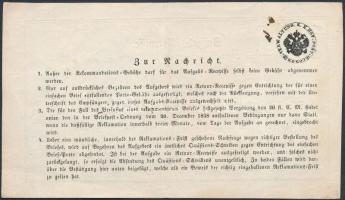 1850 Postai feladószelvény, német nyelvű