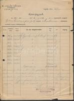 1933 Dr. Zalán Gyula Kavicsbánya kavicsjegyzéke, Légrád, a Dombóvárra szállított árúról, a széleken gyűrődésekkel, szakadásokkal.