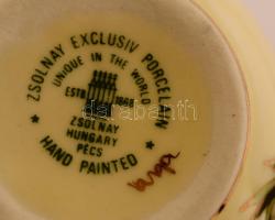 Zsolnay mini kaspó, kézzel festett, jelzett, hibátlan, m:7 cm
