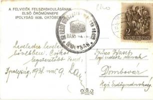 1938 Ipolyság, Sahy; Bevonulás, cserkész / entry of the Hungarian troops, scout, So. Stpl. (vágott /...