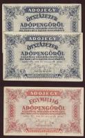 1946. Adópengő tétel 10.000AP (2x), 50.000AP 2klf variáns, 100.000AP (3x), 500.000AP (2x), 1000.000A...