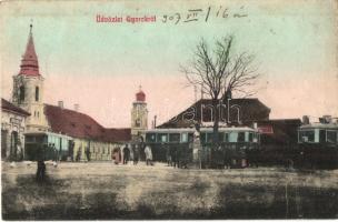 Gyorok, Ghioroc; Templomok, tér, villamosok / churches, square, trams (r)