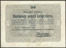1849. 30kr "Kossuth bankó" (10x) T:részben restaurált, ill. II