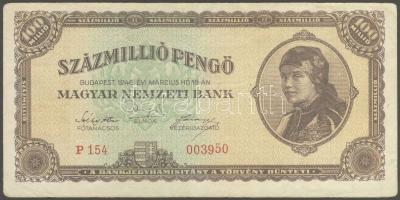 1946. 100.000.000P sorszám két utolsó számjegye erősen felfelé csúszva T:II/III+