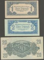1944. "V.H."-tétel 1P (3x), 1P kis hátoldali méret (2x), 2P (1x), 20P (5x), 100P (4x) T:I-...