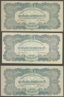 1944. "V.H."-tétel 1P (3x), 1P kis hátoldali méret (2x), 2P (1x), 20P (5x), 100P (4x) T:I-...