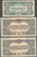 1944. "V.H."-tétel 1P (3x), 1P kis hátoldali méret (2x), 2P (1x), 20P (5x), 100P (4x) T:I-...