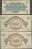 1944. "V.H."-tétel 1P (3x), 1P kis hátoldali méret (2x), 2P (1x), 20P (5x), 100P (4x) T:I-...