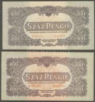 1944. "V.H."-tétel 1P (3x), 1P kis hátoldali méret (2x), 2P (1x), 20P (5x), 100P (4x) T:I-...