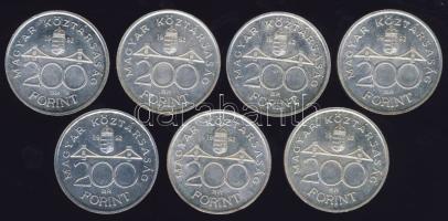 1992. 200Ft Ag (7x) "MNB" + 1993. 200Ft Ag (4x) "MNB" + 1994. 200Ft Ag (5x) "Deák" T:BU Összesen 16db!