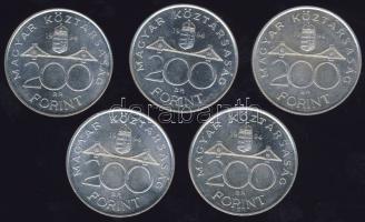 1992. 200Ft Ag (7x) "MNB" + 1993. 200Ft Ag (4x) "MNB" + 1994. 200Ft Ag (5x) &quo...