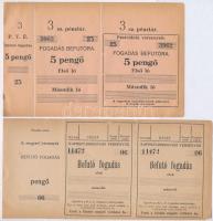 ~1930. "Káposztásmegyeri versenyek" befutó fogadás szelvények kettes ívben + "Pestvidéki versenyek" befutó fogadó szelvények 5P értékben kettes ívben, mindegyik kitöltetlen T:I-