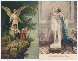 50 db RÉGI bibliai témájú művészlap, vallás, vegyes minőségben, litho lapokkal / 50 religious art po...