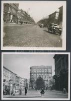 cca 1930-1940 Budapest, Andrássy út + egy ismeretlen város szecessziós épülete. 2 db régi fotó 9×12 cm méretben