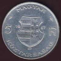 1947. 5Ft Ag (3x) "Kossuth" T:2