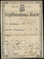 1861 Kétnyelvű igazolási jegy marhahajtó részére, rajta Vas megye címerével / ID