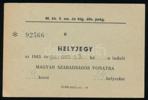 1943 Helyjegy a Magyar Szabadságos Vonatra