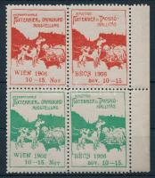 1906 Foxterrier és tacskó kiállítás, Bécs levélzáró ívszéli 4-es tömbben