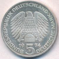 NSZK 1974F 5M Ag "25 éves az Alkotmány" T:2 kis patina
FRG 1974F 5 Mark Ag "25th Ann...