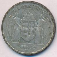 1930. 5P Ag "Horthy jobbra" T:3 erős patina, karc