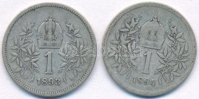 Ausztria 1893-1894. 1K Ag "Ferenc József" (2x) T:2-,3
Austria 1893-1894. 1 Corona Ag &quo...