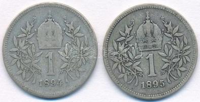 Ausztria 1894-1895. 1K Ag "Ferenc József" (2x) T:2-,3
Austria 1894-1895. 1 Corona Ag &quo...