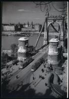 cca 1933 Budapest, 14-es villamos az Erzsébet hídon, korabeli negatívról készült mai nagyítás, 25x18 cm