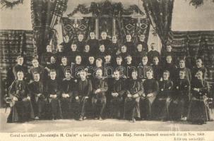 1909 Balázsfalva, Blaj; Inocentiu M. Clain román teológusok kórusa, csoportkép, Irodalmi zenés est / Romanian theologians choir, Literary musical evening, group picture