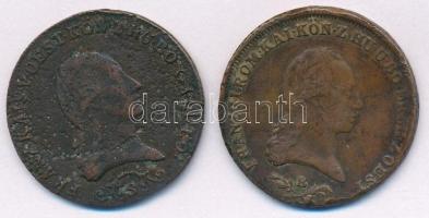 1800B 6kr Cu "I. Ferenc" + 1812S 3kr Cu T:2-,3 patina, ph., karc