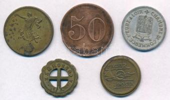 5db-os vegyes magyar és külföldi játékpénz, zseton és bárca tétel közte DN "Telefon Érme / Magy...