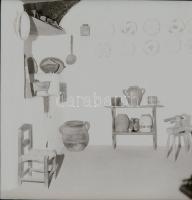 1978 Sukorói tájház belső felvételei, 9 db szabadon felhasználható vintage negatív, 6x6 cm