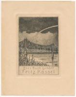 Erich F. Hübner (1883-1920): Ex libris Fritz Kassel. Rézmetszet, papír, jelzett a metszeten, 9×6 cm