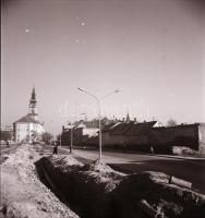 cca 1968 Kecskemét, Gáspár A. és Kada E. utca, 12 db szabadon felhasználható vintage negatív, 6x6 cm