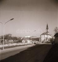cca 1968 Kecskemét, Gáspár A. és Kada E. utca, 12 db szabadon felhasználható vintage negatív, 6x6 cm