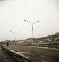 cca 1968 Kecskemét, Gáspár A. és Kada E. utca, 12 db szabadon felhasználható vintage negatív, 6x6 cm