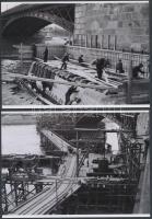 cca 1947 Budapest, a felrobbantott Margit híd újjá építése, 5 db korabeli vintage negatívról készült...