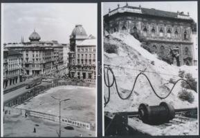 cca 1965 Budapest, Blaha Lujza tér, a Nemzeti Színház bontása, 6 db negatívról készült mai nagyításo...